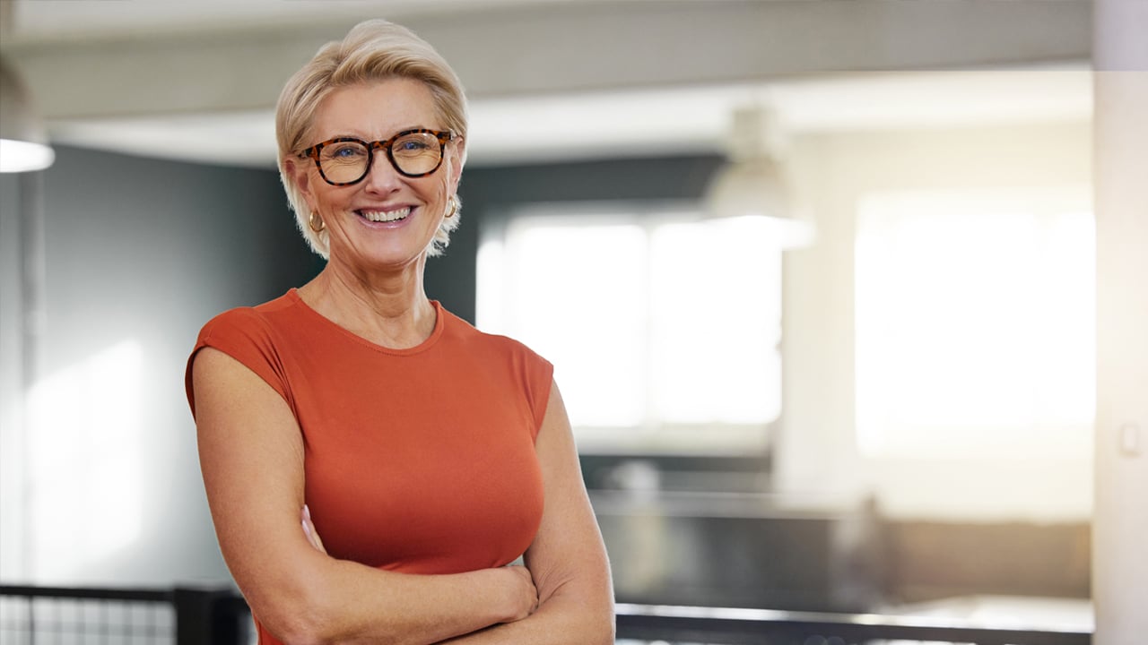 a woman at her office